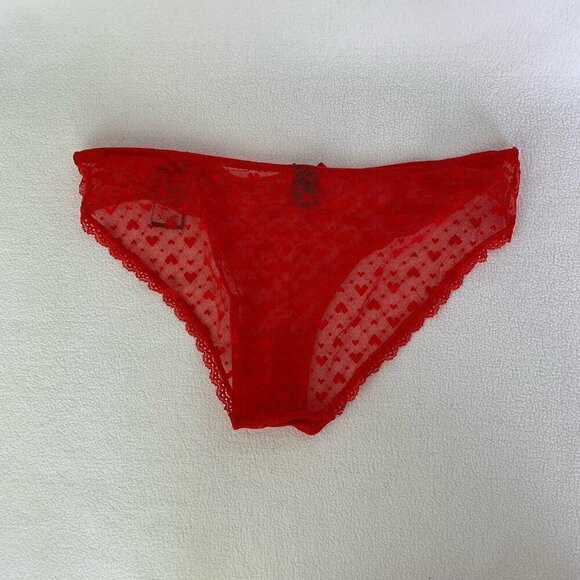 Frederick's Of Hollywood Size 1X Red Maree Hearts Lace Love Panty NWT - Picture 5 of 9